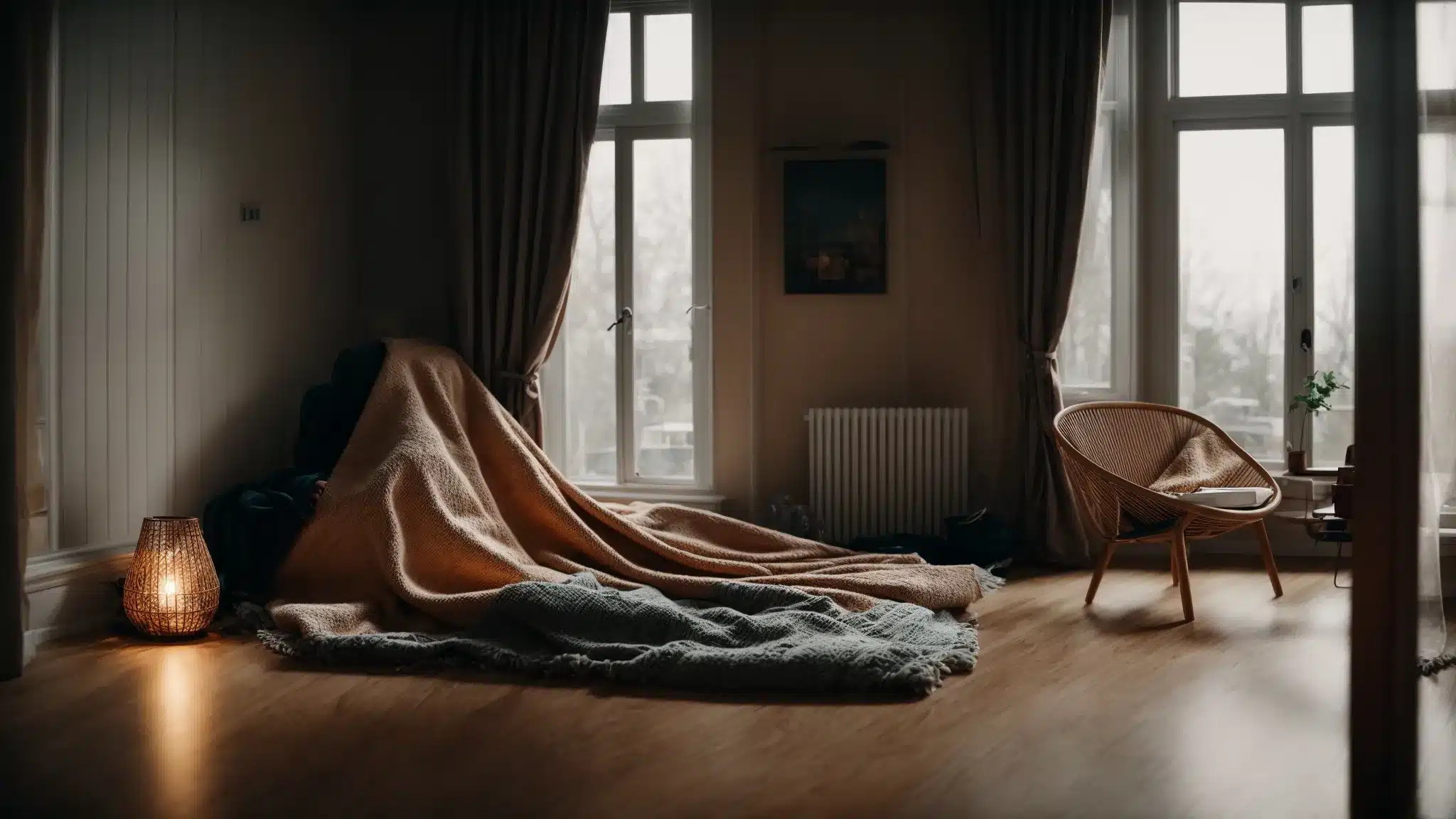 a cozy living room with thick curtains insulated windows