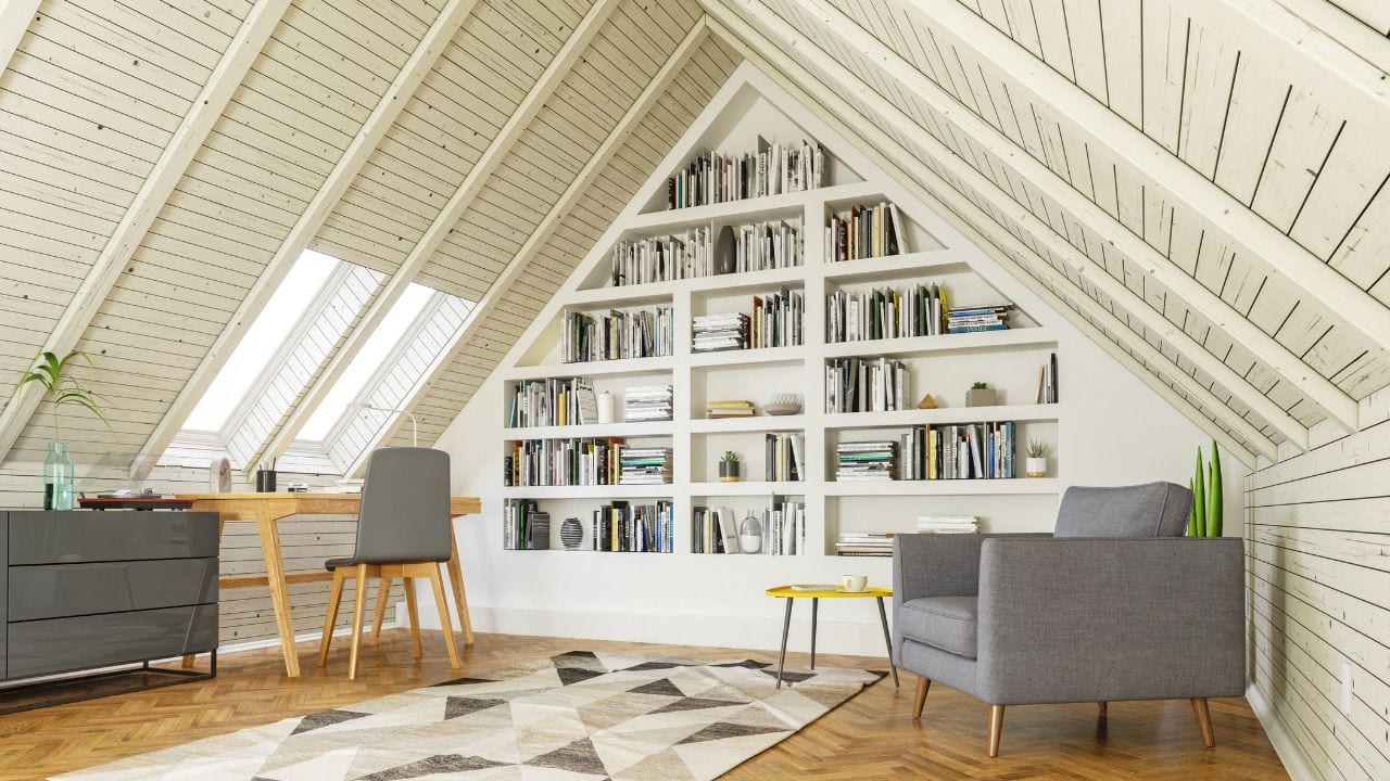 a new and improved insulated attic book nook